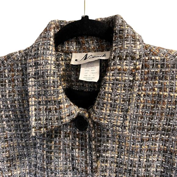 N Touch Tweed Button Front  Blazer Jacket Size 12 Brown Black Retro Academia - Picture 2 of 13